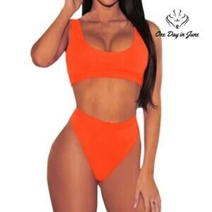 Pink Queen Crop Top High Waist Bikini Size S